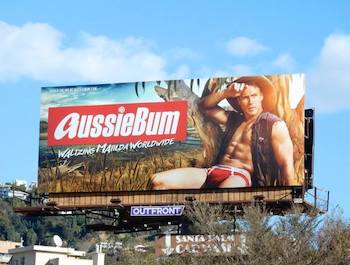 Hughes on a billboard for aussieBum in Australia